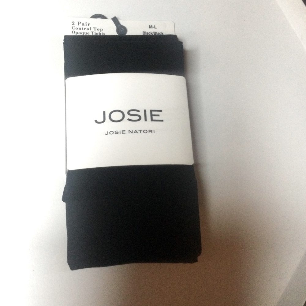 JOSIE NATORI 2 PAIR PACK OPAQUE TIGHTS BLACK M/L NWT